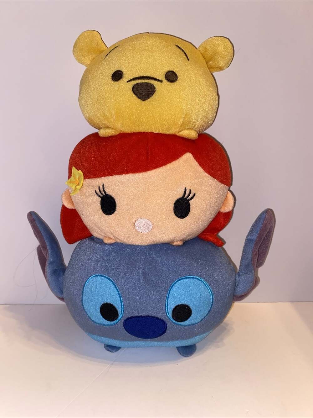 Disney Tsum Tsum 15" Plush Stacked Pillow Winnie The Pooh Ariel Stitch